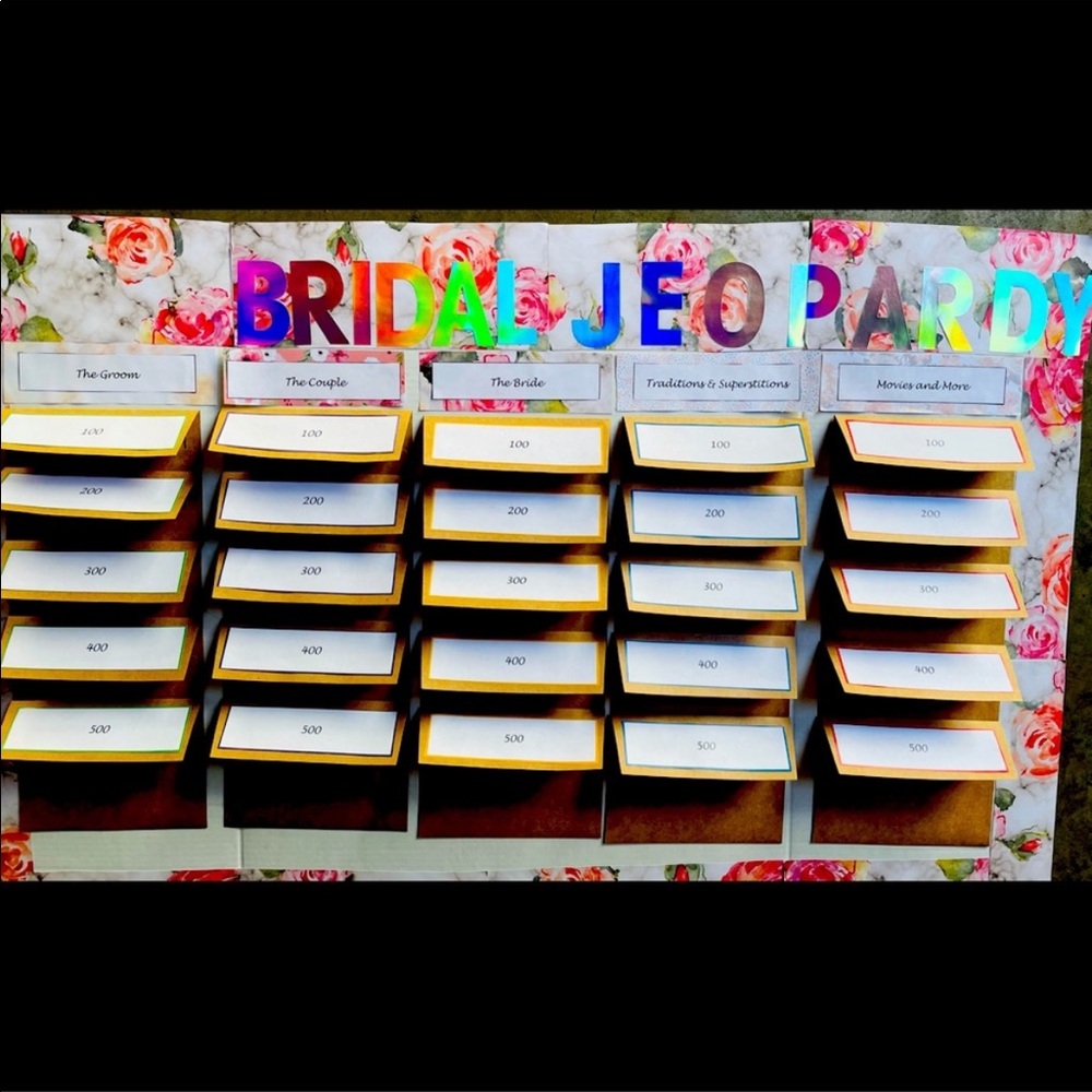 Bridal shower floral jeopardy board